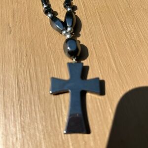 Hematite cross beaded necklace